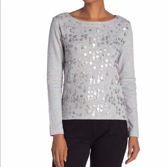 Joan Vass Tops - (XL) Joan Vass sequined boat neck top